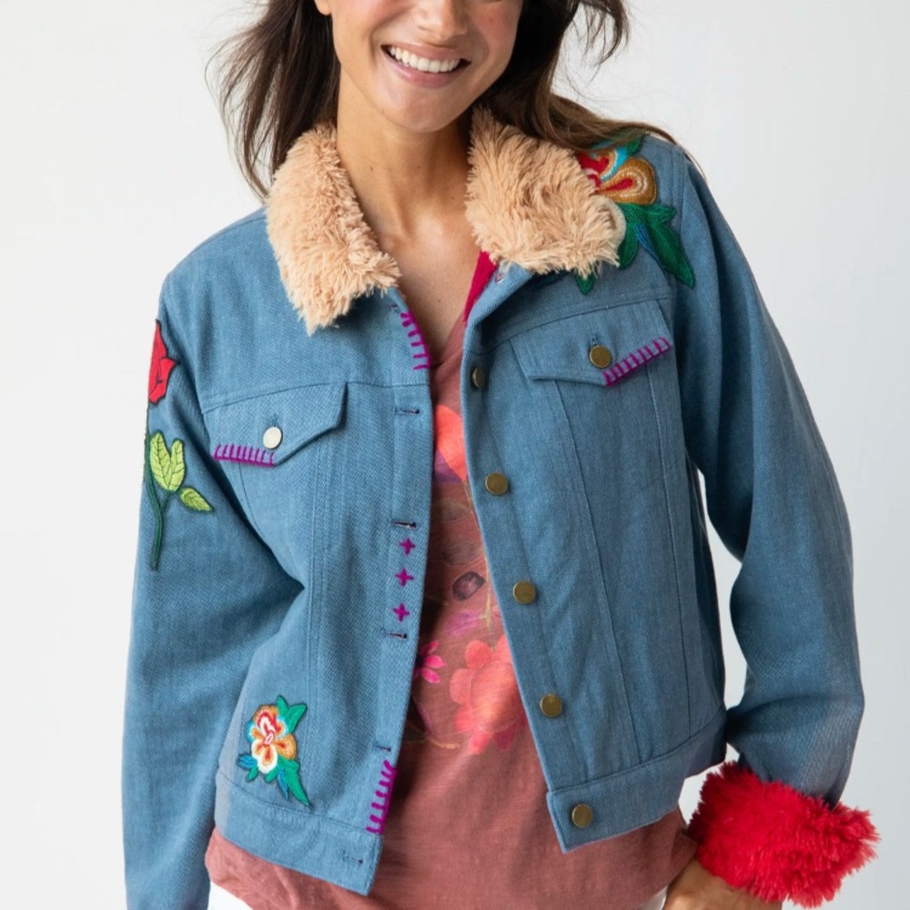 NATURAL LIFE TARA EMBELL DENIM JACKET NWT